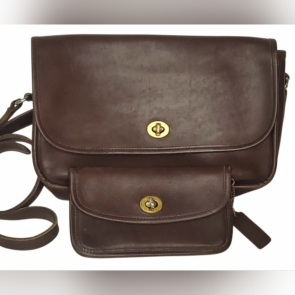 Vintage Coach City Bag Elegant Brown Leather Bag With Coin Purse #K2L  9790